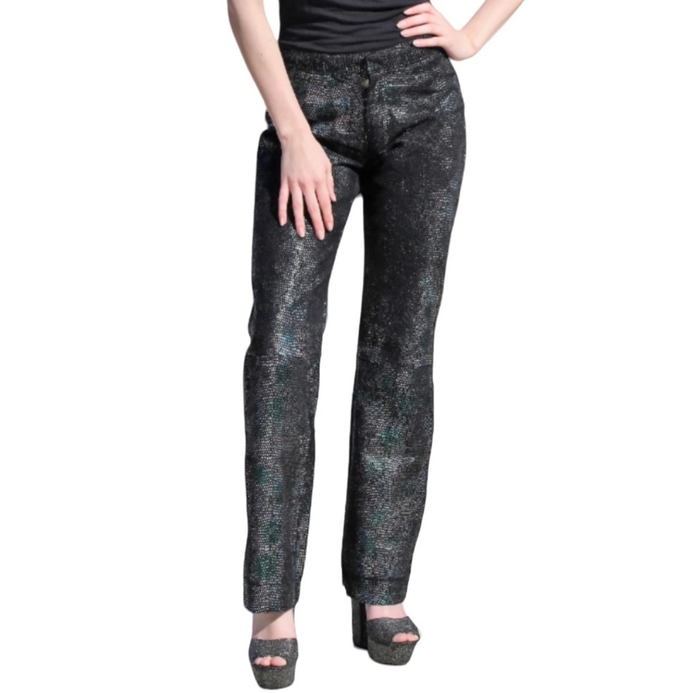 VINTAGE Maxima Wilson's Leather Disco Retro Snake Skin Flare Leather Pants Sz 6